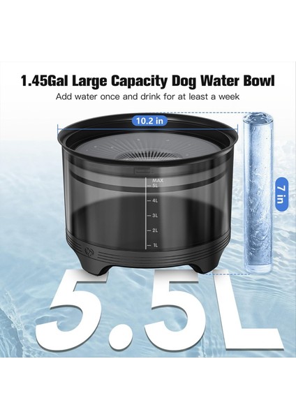 5.5l Köpek Su Kasesi, Büyük Kapasite Köpekler Için Dökülme Su Kasesi Yok, Sıçrama Geçirmez Yavaş Su Besleyici C (Yurt Dışından) fiyatları