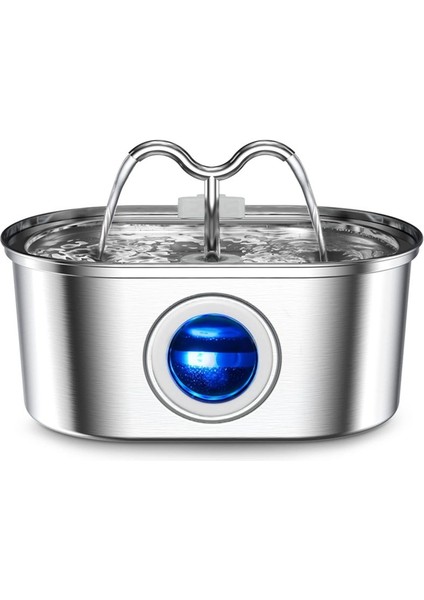 Pet Su Çeşmesi Paslanmaz Çelik Otomatik Su Çeşmesi Fountain Water Bowl Şeffaf Pencereli (Au Fişi) (Yurt Dışından)
