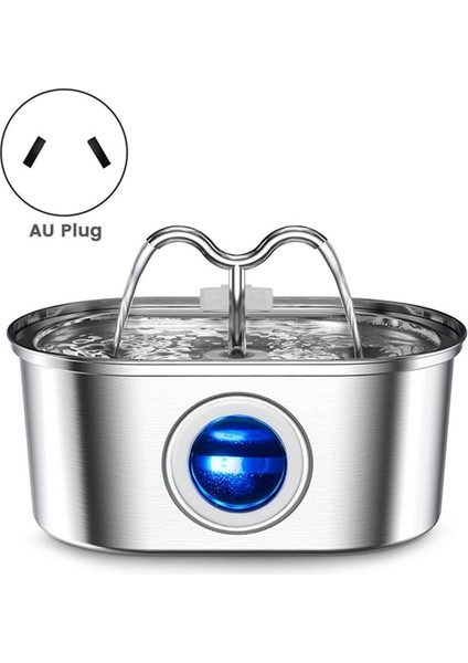 Pet Su Çeşmesi Paslanmaz Çelik Otomatik Su Çeşmesi Fountain Water Bowl Şeffaf Pencereli (Au Fişi) (Yurt Dışından) indirimleri