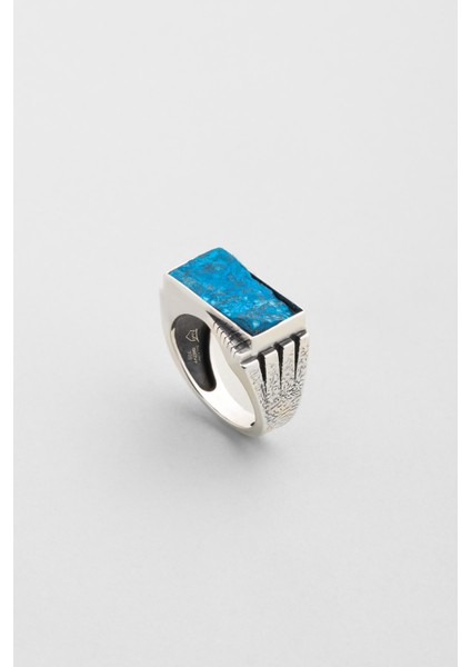 Triton'un Zırhı Turkuaz Taşlı Gümüş Erkek Yüzük