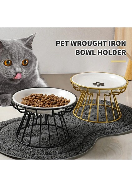Pet Bowl Stand, Nordic Cat Bowl Stand, Kase Standı, Anti-Serval Spondiloz ve Anti-Turnover Cat Food Bowl Altın (Yurt Dışından) modelleri
