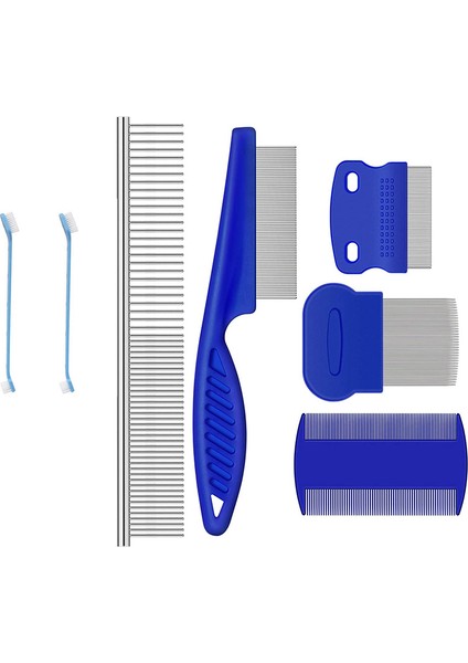 7 Adet Gözyaşı Leker Çıkarma Çift Taraflı Köpek Gözü Fırça Köpek Pire Taraklar Çift Kafa Tomberi Çok Amaçlı Alet (Yurt Dışından)