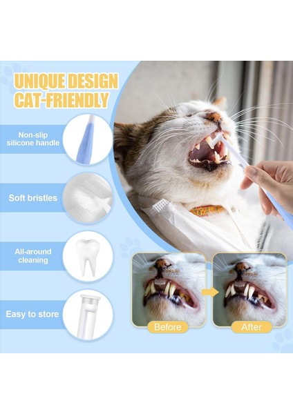 Kedi Diş Fırçası, Köpek Diş Fırçalama Kiti, Kedi Diş Bakımı Için Kedi Diş Fırçalama Kiti, Mini Kafa, 4pcs (Yurt Dışından) fırsatları