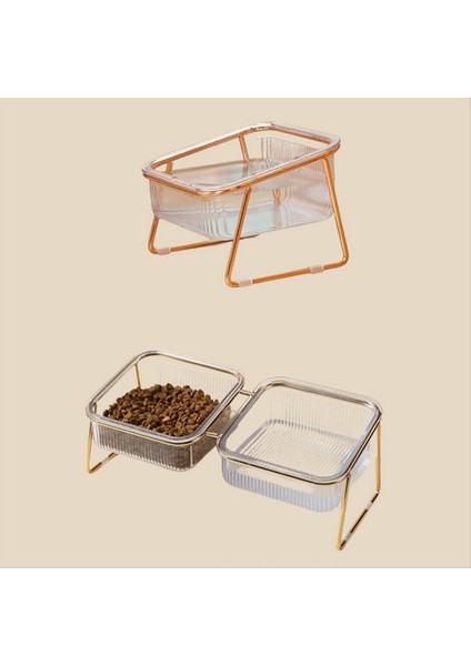 Pet Çift Kase Şeffaf Ayak Kedi Kase Içecek Su Kedi Maması Stand Yükseltilmiş Su Besleyici Köpek Kasesi Malzemeleri (Yurt Dışından) fiyatları