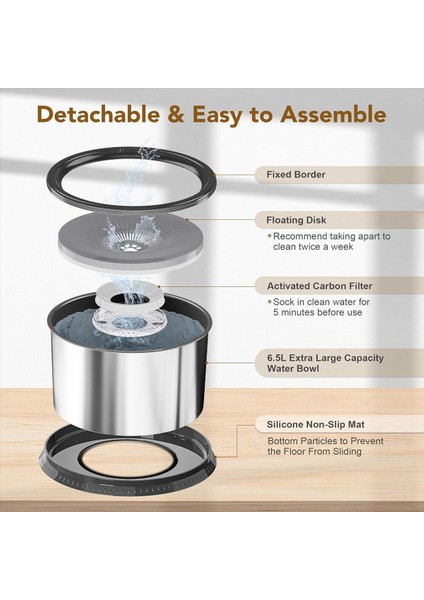 6.5l Köpek Su Kasesi, 1.6 Galon Süper Kapasite Dökülme Köpek Su Kasesi, Paslanmaz Çelik Dökme Kanıtı Yavaş Su Besleyici (Yurt Dışından) modelleri