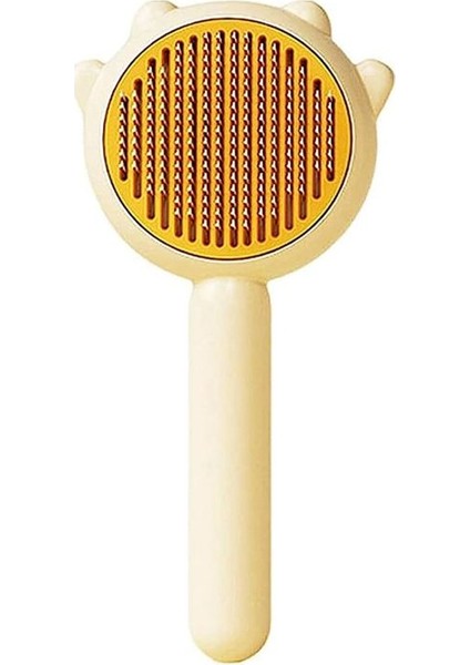 Pet Tarağı, Serbest Bırakma Düğmesi ile Tımar Fırçası, Evcil Hayvan Masaj Fırçaları, Kendi Kendini Temizleme Ince Tarak (Sarı) (Yurt Dışından)