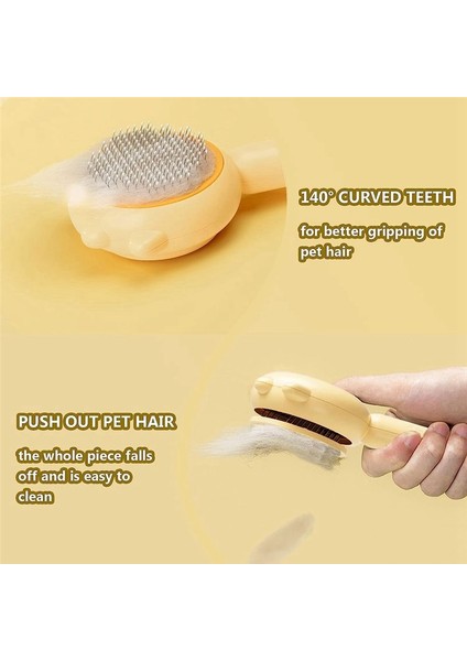 Pet Tarağı, Serbest Bırakma Düğmesi ile Tımar Fırçası, Evcil Hayvan Masaj Fırçaları, Kendi Kendini Temizleme Ince Tarak (Sarı) (Yurt Dışından) fiyatları