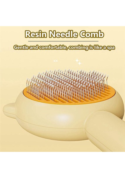 Pet Tarağı, Serbest Bırakma Düğmesi ile Tımar Fırçası, Evcil Hayvan Masaj Fırçaları, Kendi Kendini Temizleme Ince Tarak (Sarı) (Yurt Dışından) modelleri