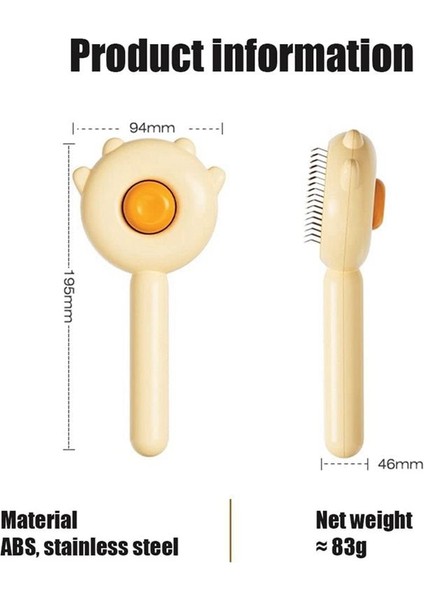 Pet Tarağı, Serbest Bırakma Düğmesi ile Tımar Fırçası, Evcil Hayvan Masaj Fırçaları, Kendi Kendini Temizleme Ince Tarak (Sarı) (Yurt Dışından) indirimleri
