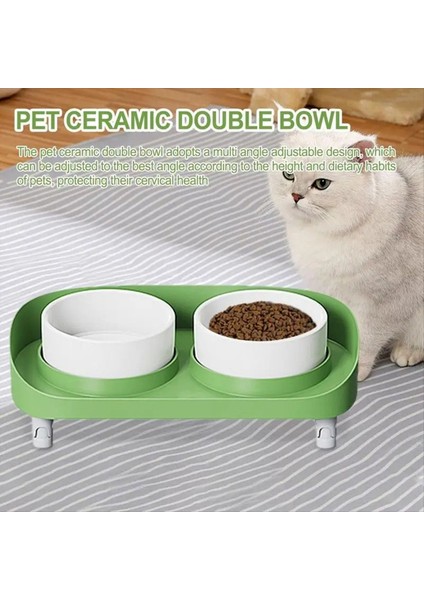 Tilted Yükseltilmiş Kase Uzun Boylu Kedi Yemekleri Ergonomik Stressiz Evcil Hayvan Besleyici Yemek, Kaymaz Standı Yeşil ile Yükseltilmiş Kedi Kaseleri (Yurt Dışından) fiyatları