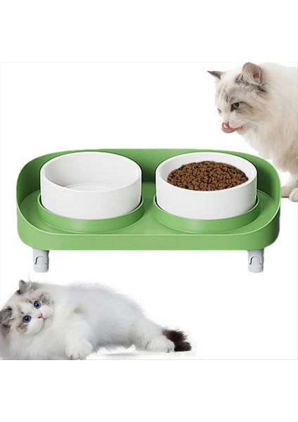 Tilted Yükseltilmiş Kase Uzun Boylu Kedi Yemekleri Ergonomik Stressiz Evcil Hayvan Besleyici Yemek, Kaymaz Standı Yeşil ile Yükseltilmiş Kedi Kaseleri (Yurt Dışından) fırsatları