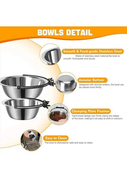 Köpek Kaseleri, Sandık Için Köpek Kasesi, 2 Paket Evcil Hayvan Maması Su Kasesi Köpek Kaseleri Kafes Asılı Dökülmeyen Besleyici Kaseler (Yurt Dışından) fırsatları