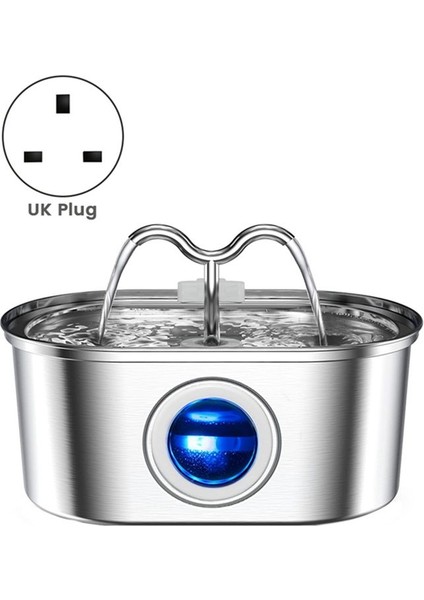 Pet Su Çeşmesi Paslanmaz Çelik Otomatik Su Çeşmesi Fountain Water Bowl Şeffaf Pencereli (Ingiltere Fişi) (Yurt Dışından) fiyatları