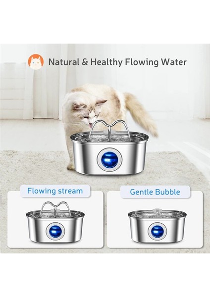Pet Su Çeşmesi Paslanmaz Çelik Otomatik Su Çeşmesi Fountain Water Bowl Şeffaf Pencereli (Ingiltere Fişi) (Yurt Dışından) indirimleri
