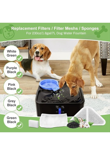 12 Set 230 Oz/7l Köpek Su Çeşmesi Kedi Su Çeşme Filtreleri Evcil Çeşme Filtreleri Değiştirme (Yurt Dışından) modelleri