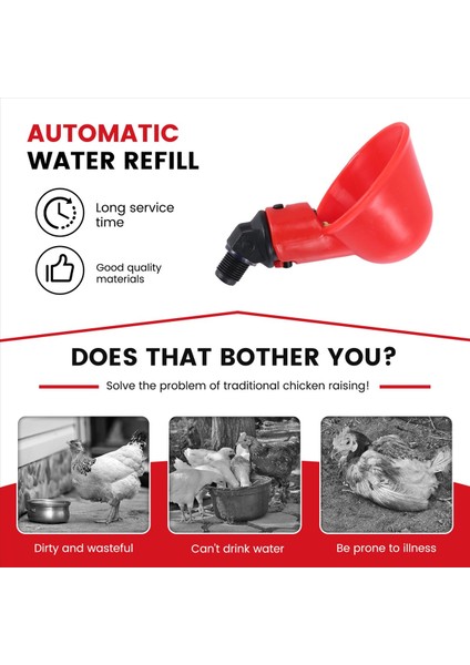 Tavuk Waterer Bardakları, Tavuk Waterer Besleyici Tee Fittings, Tavuk Ördekleri Için Otomatik Tavuk Waterer Quail 6pcs (Yurt Dışından) indirimleri