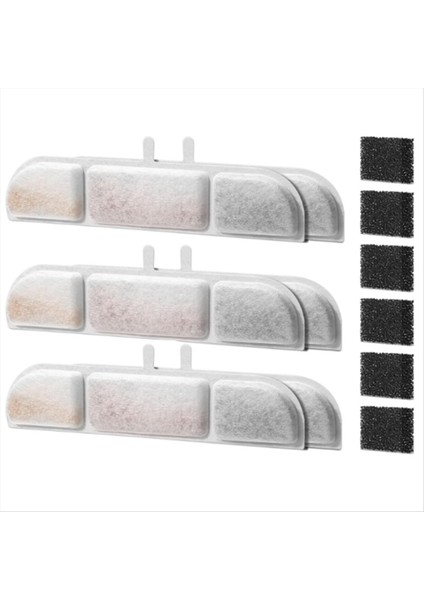 84 Oz/2.5l Pet Su Çeşmesi Filtresi Üçlü Filtrasyon Kedi Su Filtresi 6 Pcs Için Su Çeşmesi Yedek Filtreleri (Yurt Dışından)