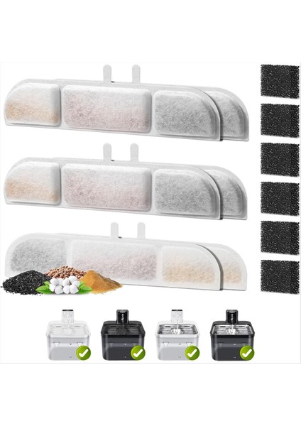 84 Oz/2.5l Pet Su Çeşmesi Filtresi Üçlü Filtrasyon Kedi Su Filtresi 6 Pcs Için Su Çeşmesi Yedek Filtreleri (Yurt Dışından) modelleri