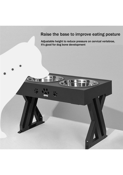 Köpekler Stand Ayarlanabilir Likli Evcil Hayvan Besleme Kabı Köpek Yükseltilmiş Gıda Su Besleyicileri Kedi Asansör Masası ile Çift Kaseler (Yurt Dışından) indirimleri