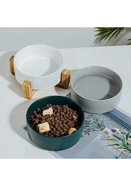 Seramik Yuvarlak Dog-Cat Kase Ahşap Stand, Dayanıklı Gıda Su Yemek Evcil Hayvan, Standlı Kase, Food Water Kase Seta (Yurt Dışından) modelleri