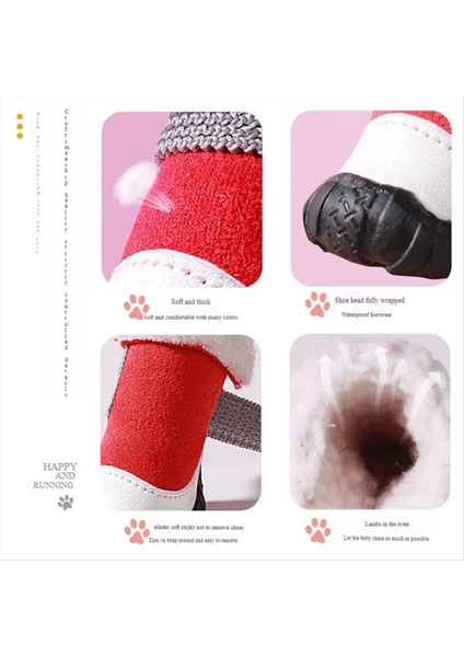 4pcs Köpek Ayakkabıları Kış Rahat Sıcak Evcil Köpek Chihuahua Yağmur Kar Botları Su Geçirmez Açık Kaymaz Köpek Spor Ayakkabıları A (Yurt Dışından) indirimleri