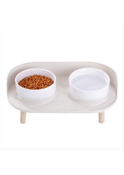 Besleyici Evcil Hayvan Anti-Kefresi Çift Kase Besleyici Kedi Köpeği Içme Suyu Besleyici Servikal Koruma Evcil Hayvan Malzemeleri Krem ​​beyaz (Yurt Dışından) indirimleri