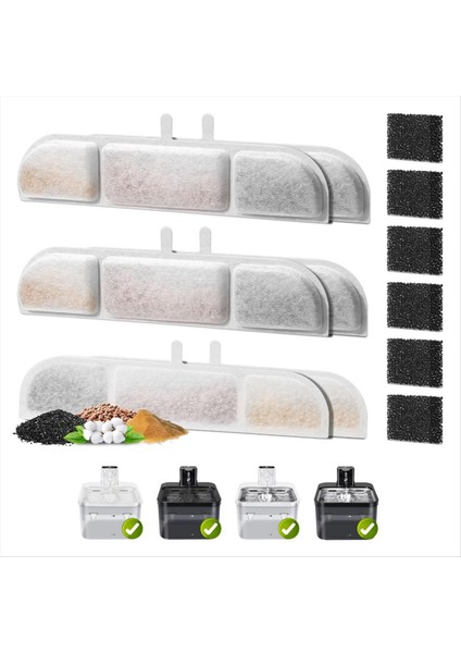 6 Paket Filtre ve Sünger 84 Ons Için Ayarlanmış Kablosuz Evcil Hayvan Içme Çeşmesi Kedi ve Köpek Içme Çeşme Filtresi (Yurt Dışından) modelleri