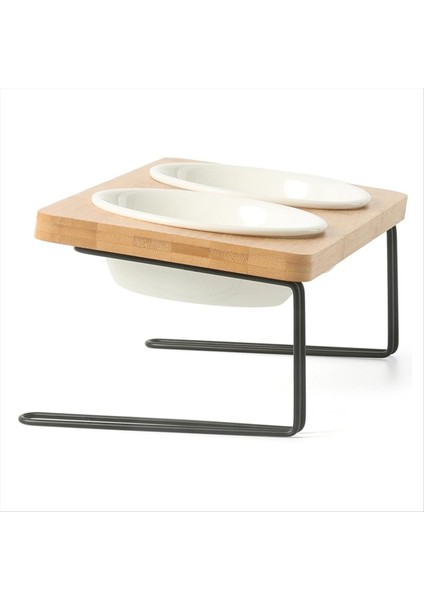 Kediler Seramik Kaseler, Küçük Köpek Maması Besleme Yemekleri, Katı Bambu Su Standı Besleyici Kediler ve Köpek Yavrusu (Yurt Dışından)