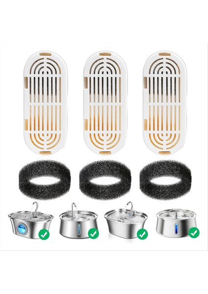3 Pcs Yedek Su Çeşmesi Filtreleri 108OZ/3.2L Paslanmaz Çelik Kedi Köpek Dispenser Süngerler Köpük Filtreleri (Yurt Dışından) fiyatları