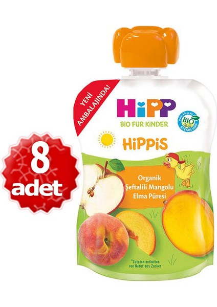 x 8 Adet Şeftalili Mangolu Elma Püresi 100 gr