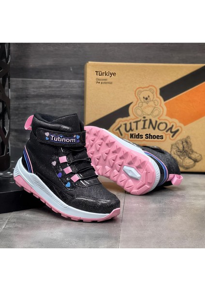 Kız Çocuk Yarım Bot Su Geçirmez Parlak Simli Cırt Cırtlı Termal Bot