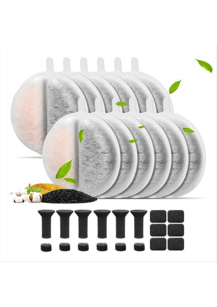 12PCS Kedi Su Çeşmesi Lite ve Premium Için Filtreler ve Su Filtrasyon Filtresi Için Premium 2.5l Pet Içme Çeşmesi Köpükleri Değiştirin (Yurt Dışından)