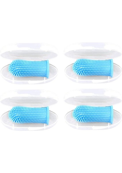 Köpek Diş Fırçası, 360º Parmak Diş Fırçası Kiti, Ergonomik Tasarım, Kolay Diş Temizliği Için Tam Surround Kıllar, Mavi 4 Paket (Yurt Dışından)