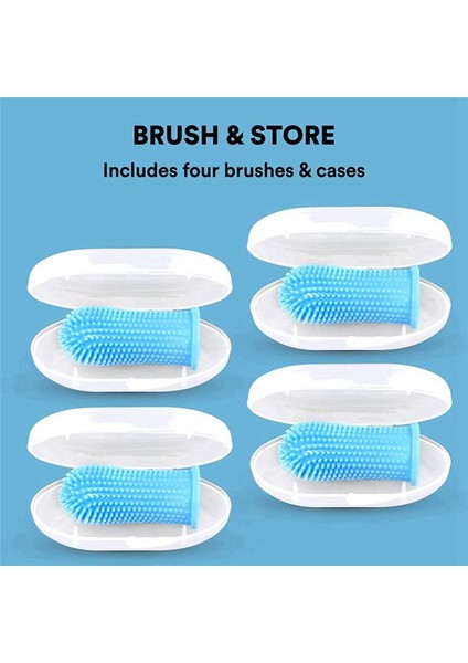 Köpek Diş Fırçası, 360º Parmak Diş Fırçası Kiti, Ergonomik Tasarım, Kolay Diş Temizliği Için Tam Surround Kıllar, Mavi 4 Paket (Yurt Dışından) modelleri