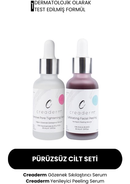 Pürüzsüz Cilt Seti (Gözenek Sıkılaştırıcı & Yenileyici Peeling Serum)