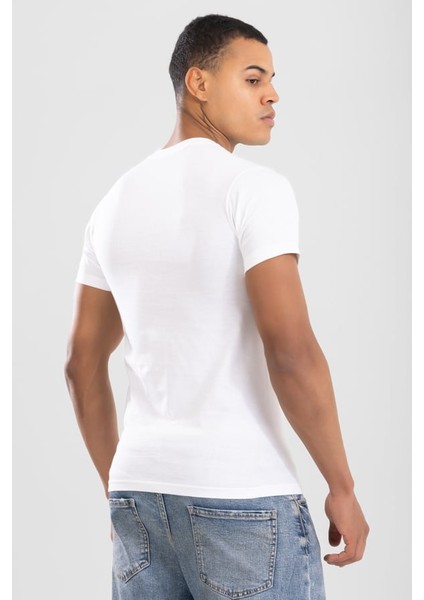 Erkek V Yaka Pamuklu Fanila Tişört Beyaz modelleri