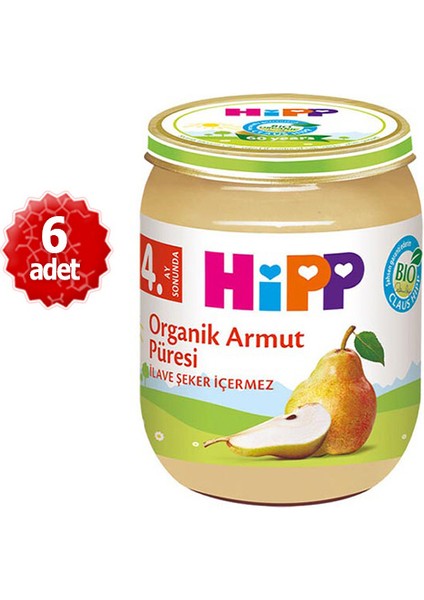 Organik x 6 Adet Armut Püresi 125 gr