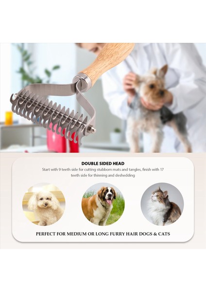 Evcil Hayvan Bakım Fırçası, Köpekler ve Kediler Için 2 Taraflı Astar Tırmığı, Paspaslı Saçlar Için Güvenli Dematting Tarak ve Deshedding Aracı (Yurt Dışından) modelleri