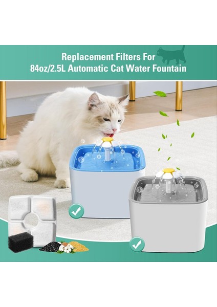 Yedek Filtreler 84OZ/2.5L Otomatik Pet Çeşmesi Kedi Su Çeşmesi Filtresi Üçlü Filtrasyon 8 Pcs (Yurt Dışından) modelleri