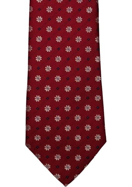 Çiçek Desenli 8 Cm Genişliğinde Kırmızı Kravat modelleri