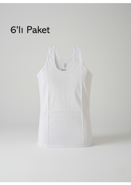 Battal Boy Erkek Ekstra Büyük Beden Atlet 6'lı Ekonomik Paket Pamuklu Beyaz