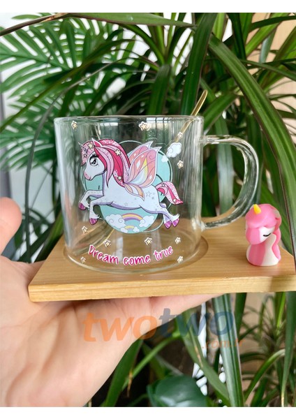 Unicorn Baskı Bardak Kupa Ünicorn -boynuzlu at-unicorn baskılı kaşıklı