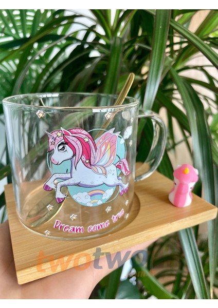 Unicorn Baskı Bardak Kupa Ünicorn -boynuzlu at-unicorn baskılı kaşıklı fiyatları