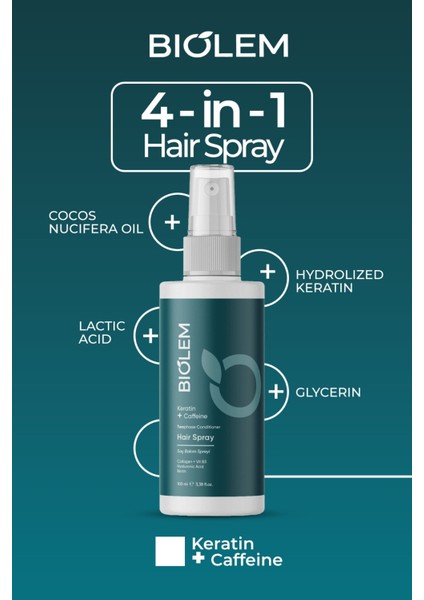 Keratin Kafein Kolajen Saç Bakım Spreyi 100 ml Argan Kokusuyla Canlandırıcı Etki fiyatları