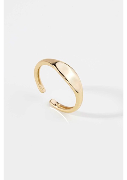 Minimal 18 Ayar Sarı Altın Kaplama Gümüş Ayarlanabilir Yüzük