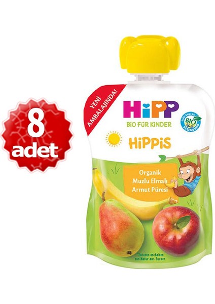 x 8 Adet Muzlu Elmalı Armut Püresi 100 gr