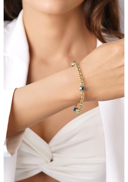 14 Ayar Altın İnce Üç Göz Detaylı Doch Bileklik modelleri