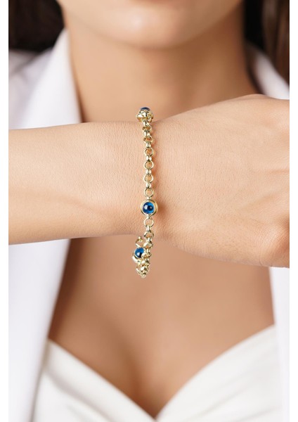 14 Ayar Altın İnce Üç Göz Detaylı Doch Bileklik fırsatları