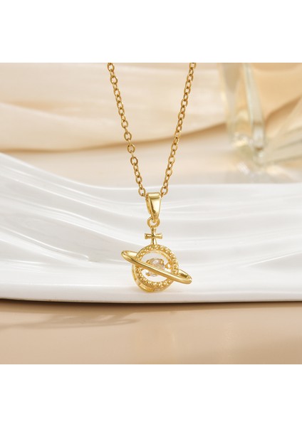 Yeni Çelik Zinciri Dönen Kolye Kolye Kadın Basit Yüz Aksesuarlı Hafif Lüks (Yurt Dışından)