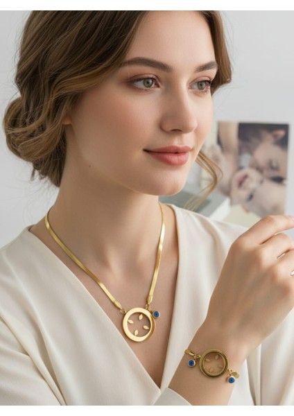 Çeyrek Altın Uyumlu Kolye Ve Bileklik Çelik Takı Seti | Sns500853 fiyatları